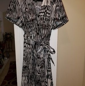 Dress with front tie matching belt